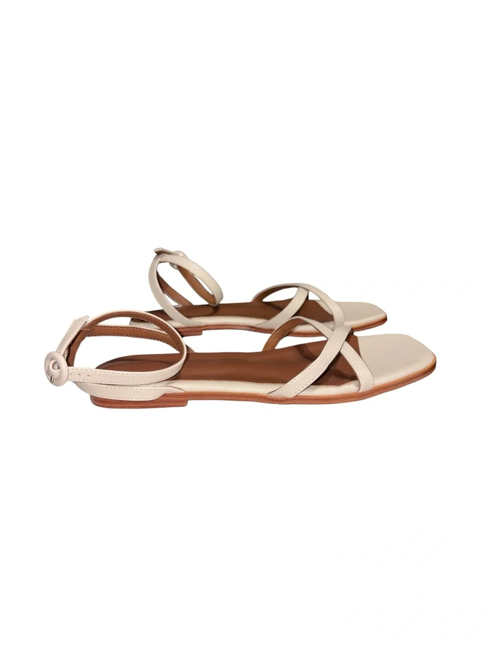 Unbranded Strappy Euro Summer Gladiator Flat Sandals In Ivory/Biege/Cream Size 7 - Picture 3 of 9